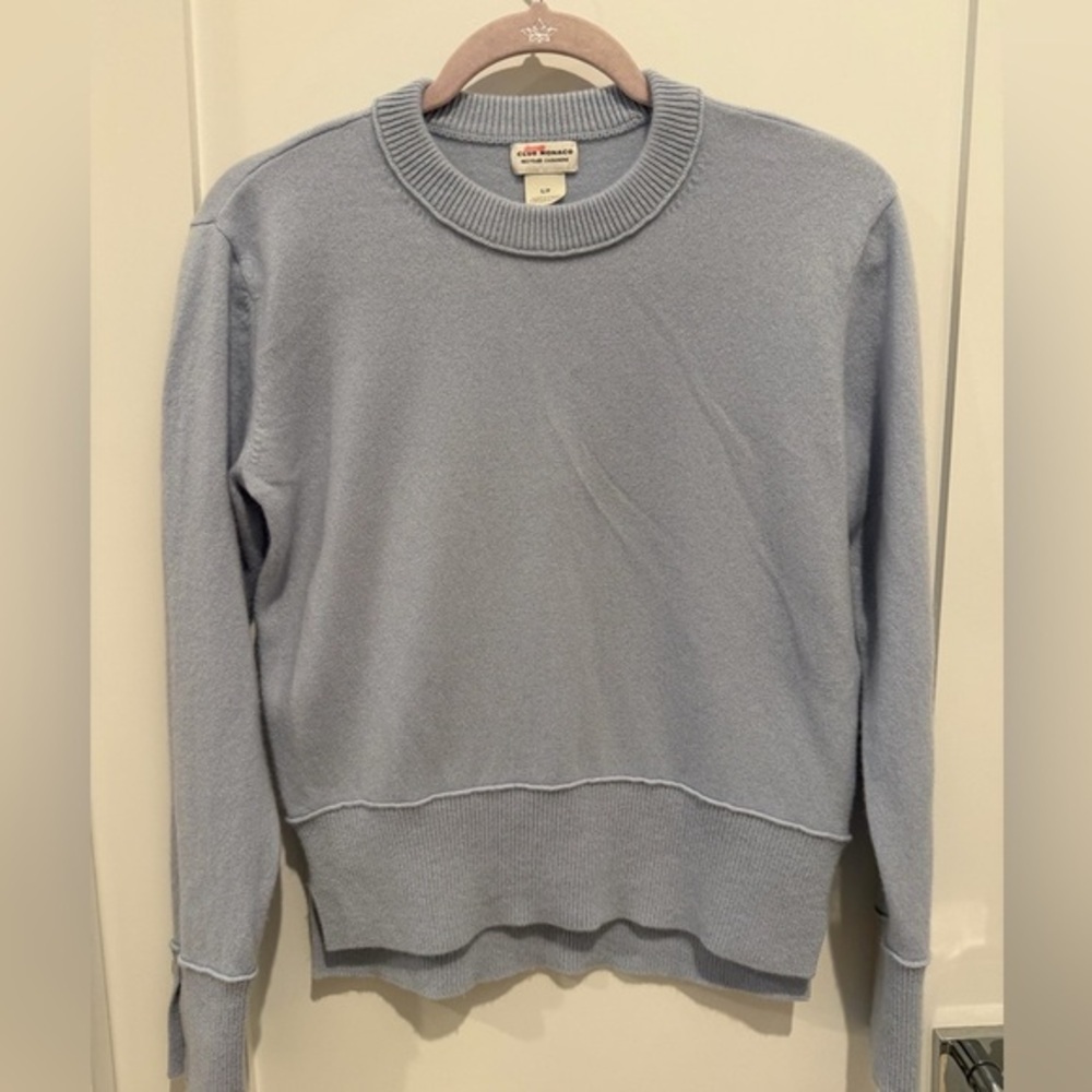 Club Monaco extra Soft Blue Crew Neck cashmere Sweater siz S/P cottage old money - Picture 3 of 5